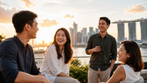 Young working adult in Singapore reviewing critical illness insurance, emergency savings and employer benefits.